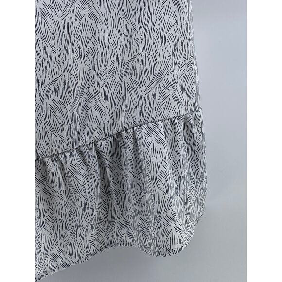 APT. 9 Women's White-Black Printed Crewneck Short Sleeve Ruffle-Hem Top SZ M - Picture 7 of 11